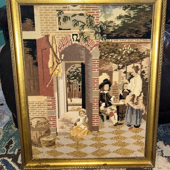Vintage 1970’s 1980’s cross stitch Amish family rare rare rare unique